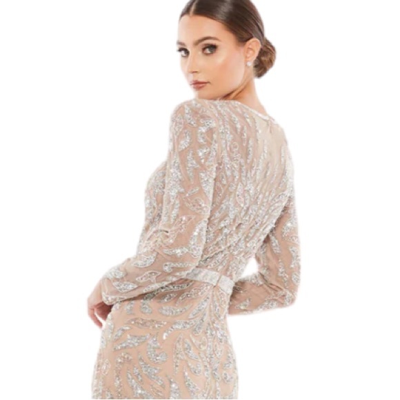 Mac Duggal Beaded Long Sleeve evening gown 5124 Mocha size 14 - Picture 5 of 11